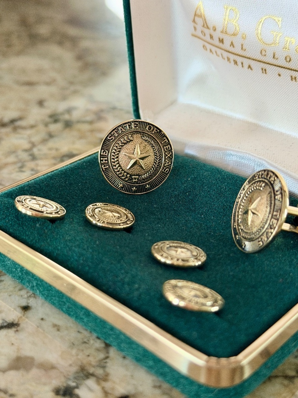 A.B. GRAHAM | Vintage State of Texas Seal Studs and Cufflinks Set